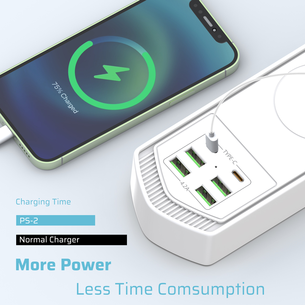 Power Board Surge Protector 3000W/3M Meter Extension Cord 4 Widely Spaced Outlets 2 USB C and 4